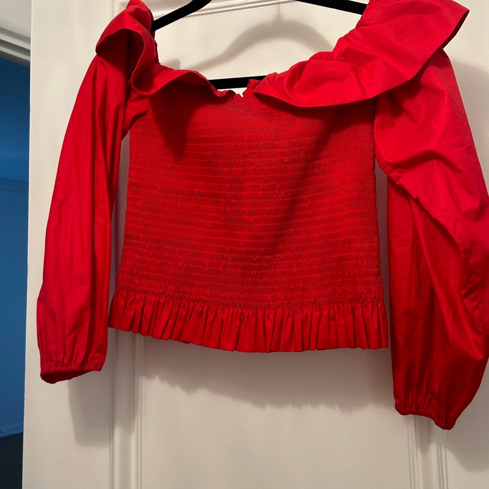 Elegant Red Off-Shoulder Top